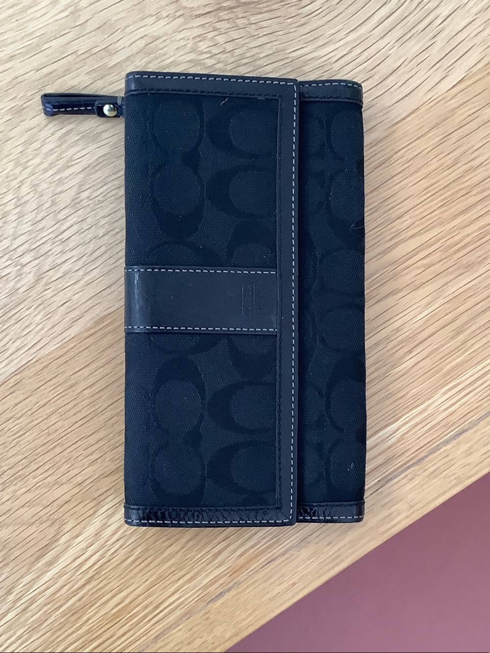 Coach Black Signature Card & Key Organizer Wallet